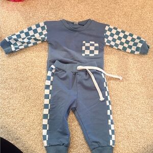 Source Unknown Blue and White Kids Matching Set